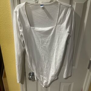 Old Navy White Ribbed long sleeve Bodysuit